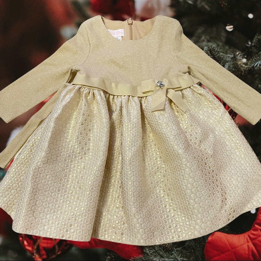 Bundle and save- Perfect Gold Christmas dress 18 months